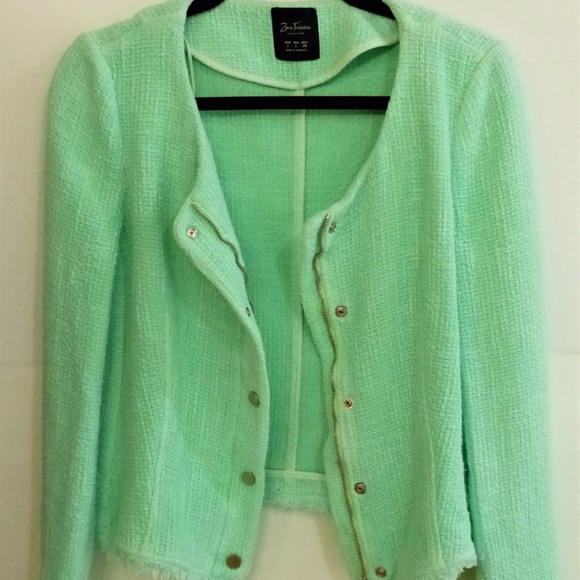 zara green tweed blazer